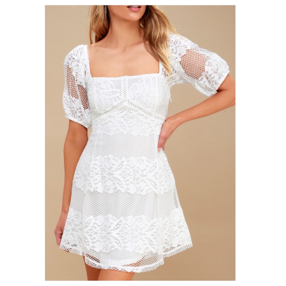 FREE PEOPLE white lace babydoll dress